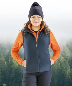 Softshell bodywarmer with custom embroidery and printing options for women. Perfect for outdoor acti.