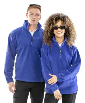 Quality embroidered fleece top for warmth and comfort.