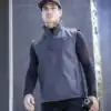 Men wearing Flux softshell bodywarmer, ideal for embroidery and printing.