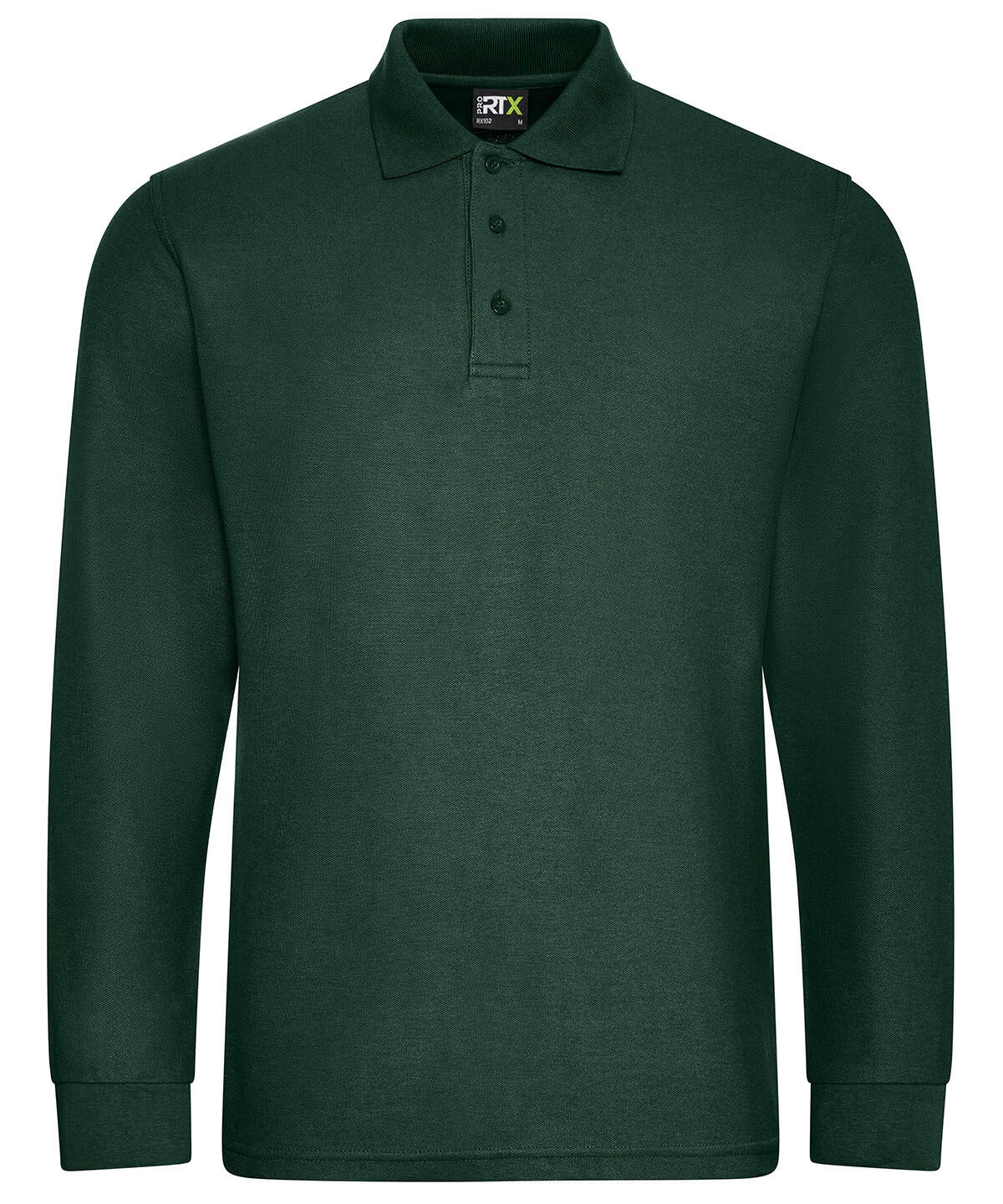 Ready long sleeve polo in bottle green, perfect for custom printing and branding.