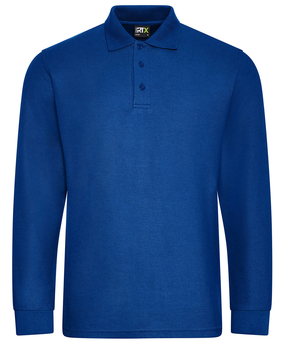 Royal Blue long sleeve polo shirt for custom embroidery and printing. Perfect for corporate branding.
