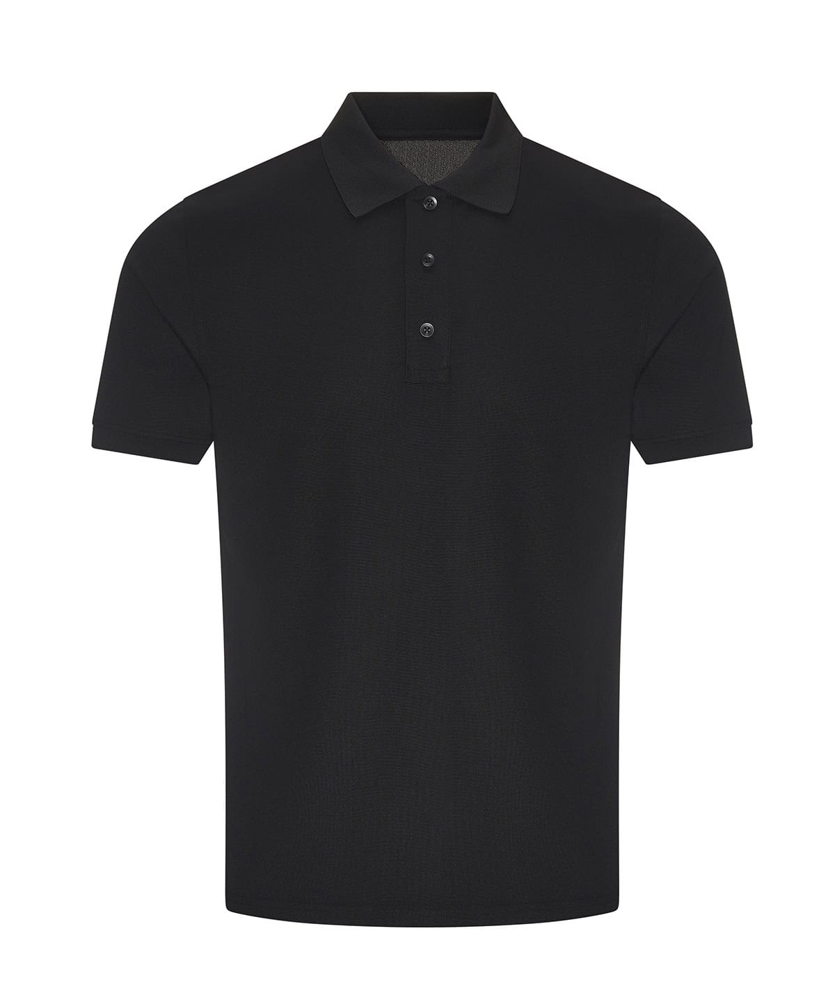 Black Pro Wicking Polo shirt for sports and casual wear.