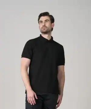 Black Pro premium polo shirt with embroidered logo, men's casual wear.