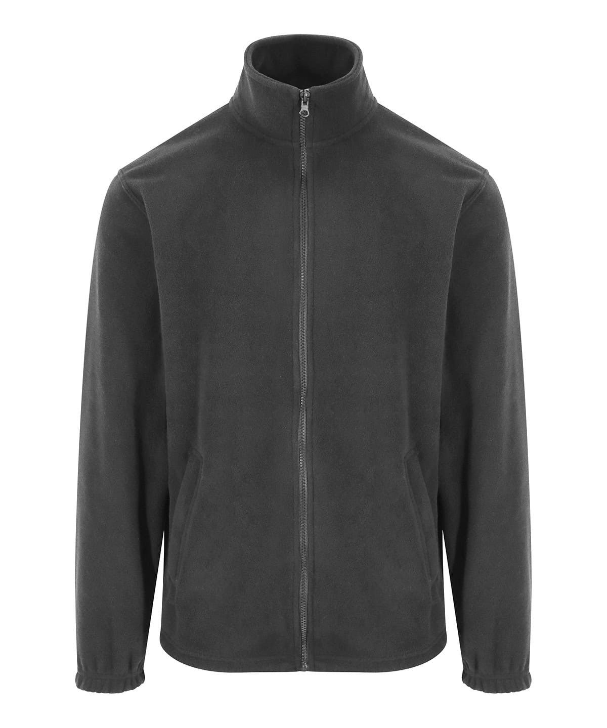 Charcoal fleece jacket with full zip, ideal for embroidery and printing. Perfect for custom sportswe.