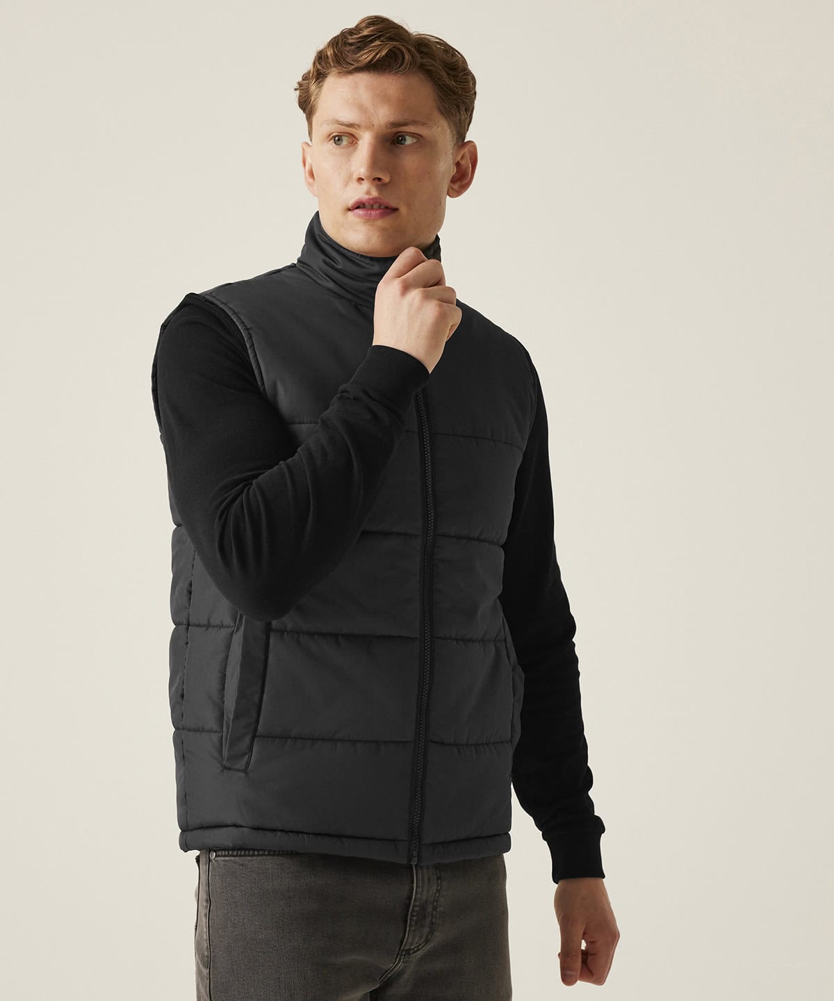 Insulated bodywarmer with embroidery options, ideal for custom branding and promotional apparel.