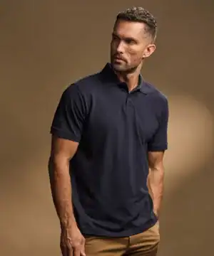 Men's navy polo shirt with classic fit and breathable fabric. Perfect for casual and smart-casual oc.