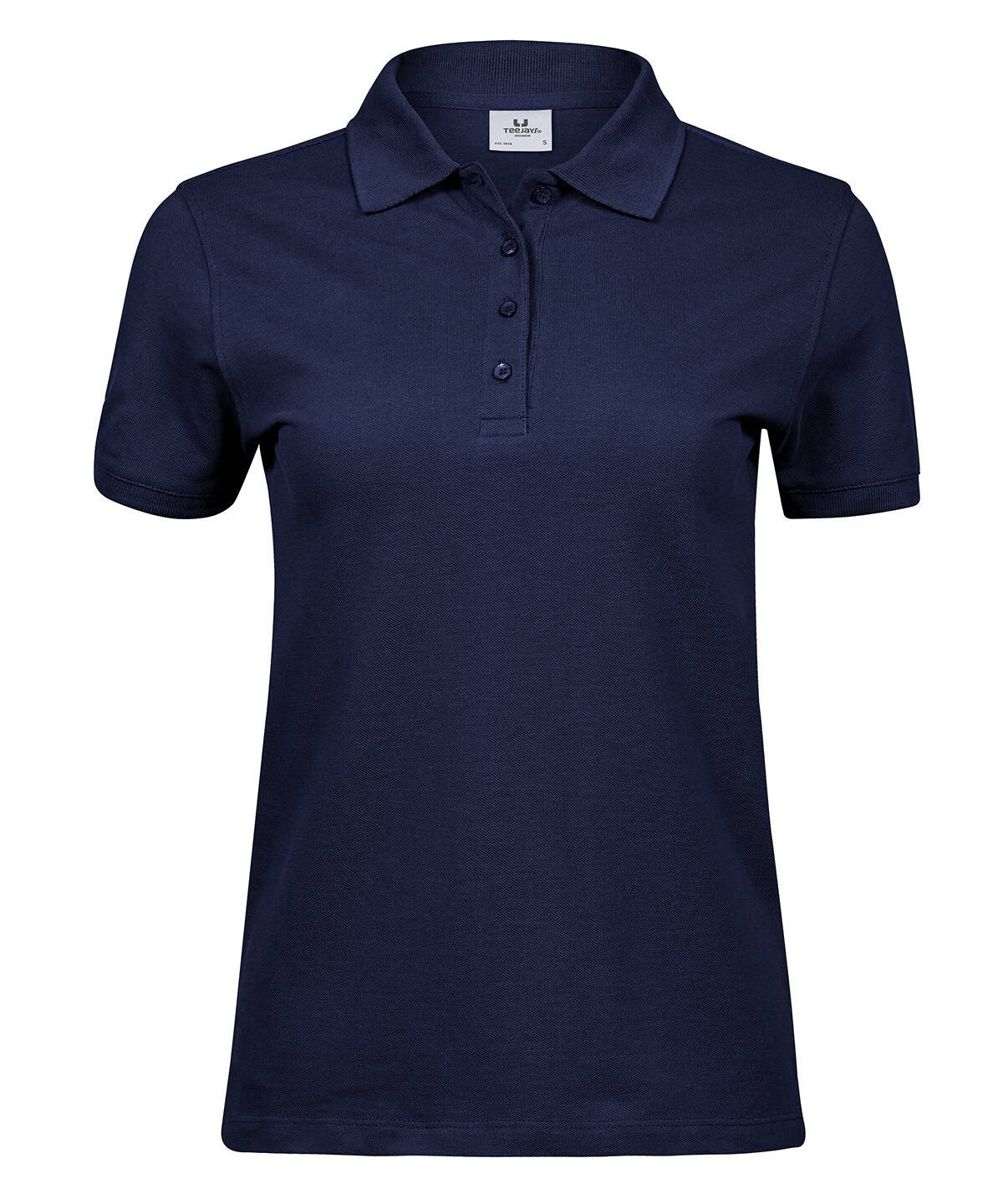 Ladies heavy polo shirt in navy with embroidered logo, perfect for casual or sportswear. High-qualit.