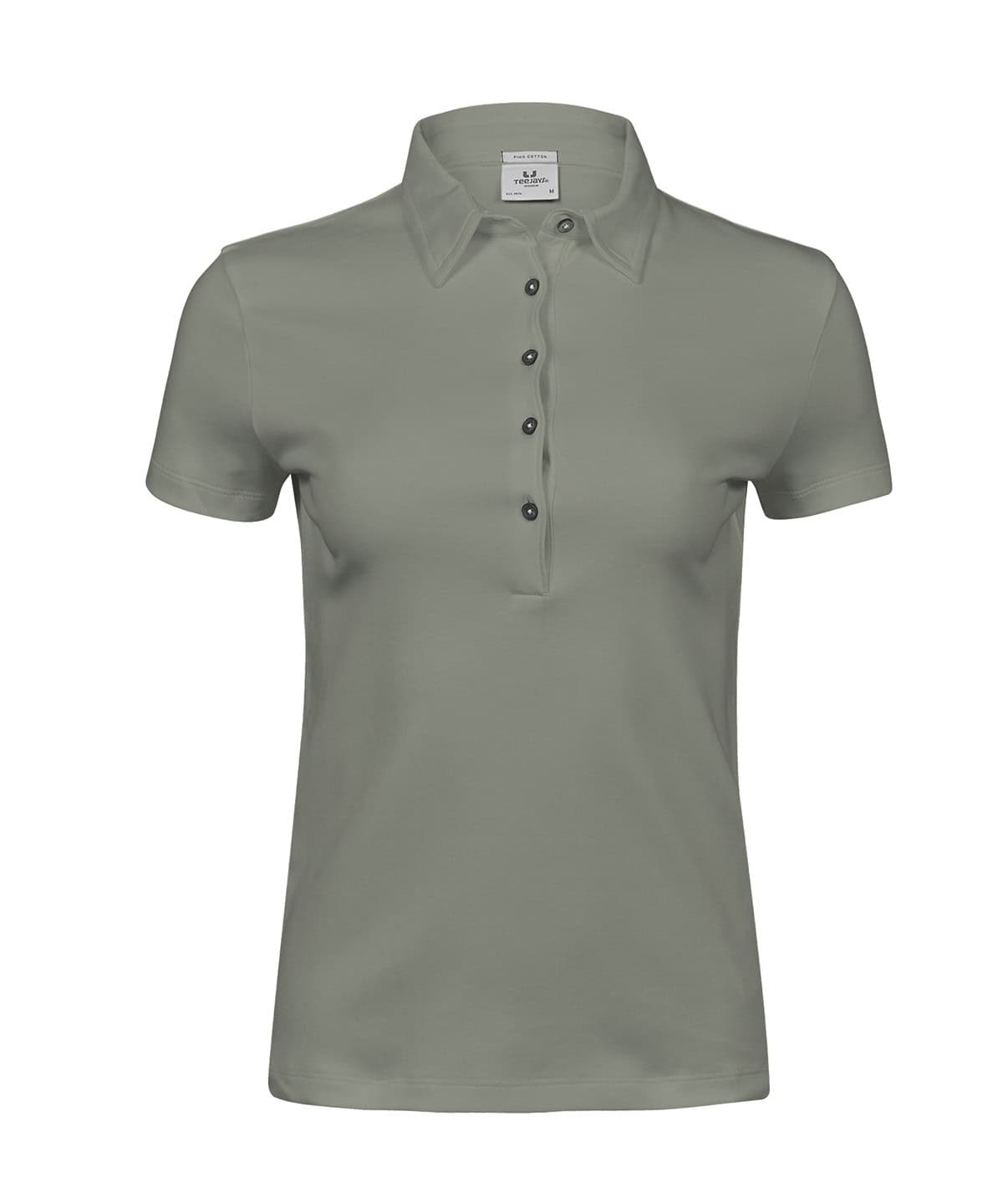 Pima cotton ladies polo shirt in sage green, perfect for embroidery and printing. Comfortable, styli.