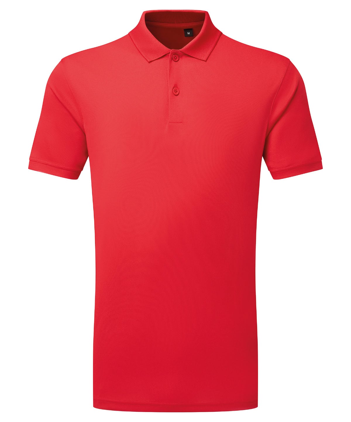 Red panelled polo shirt for sports and casual wear, size S.
