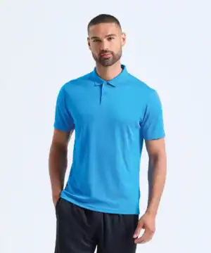 Blue TriDri panelled polo shirt ideal for sports and casual outfits.