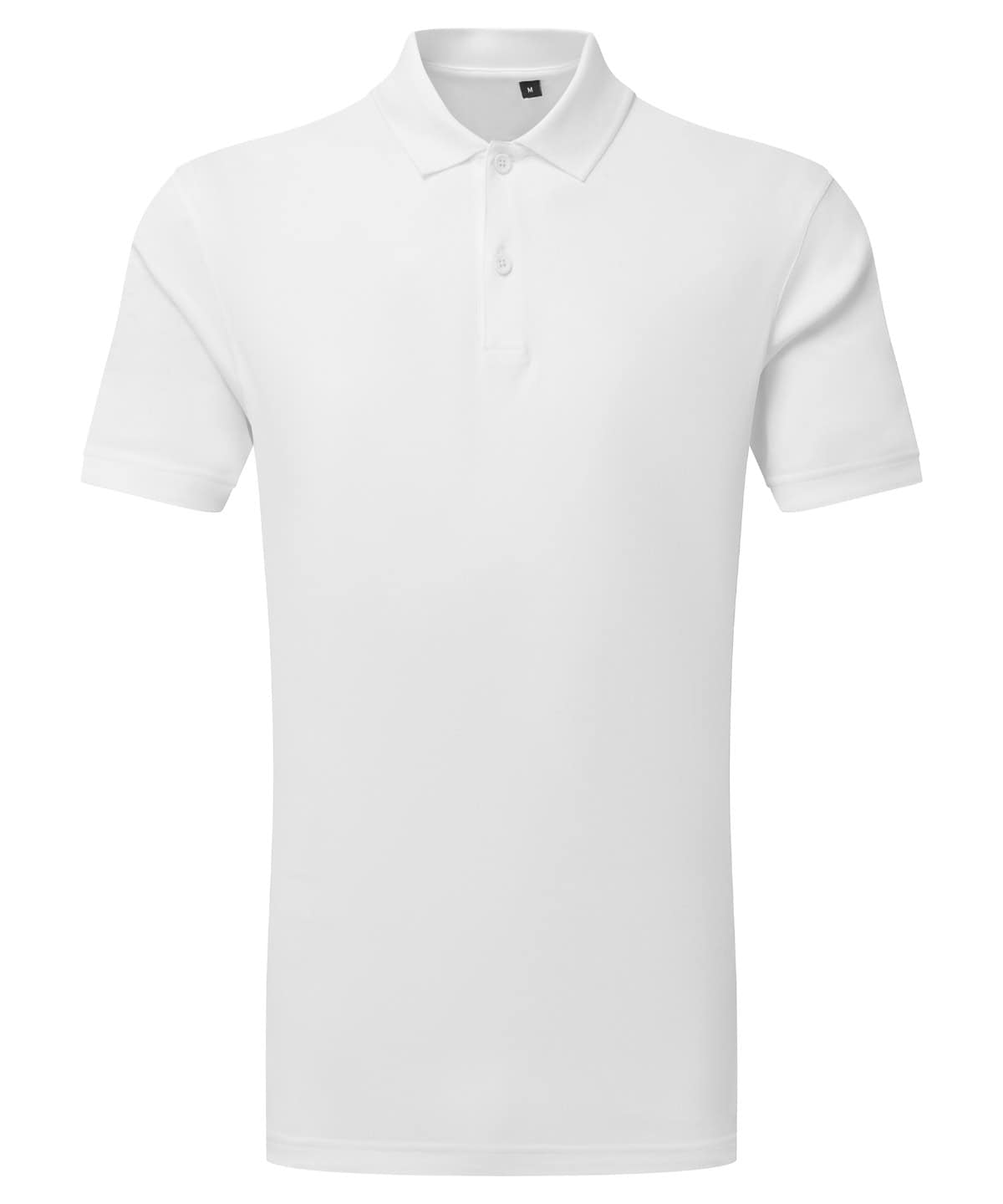 White TriDri polo shirt with panel design, ideal for sports and casual outfits.